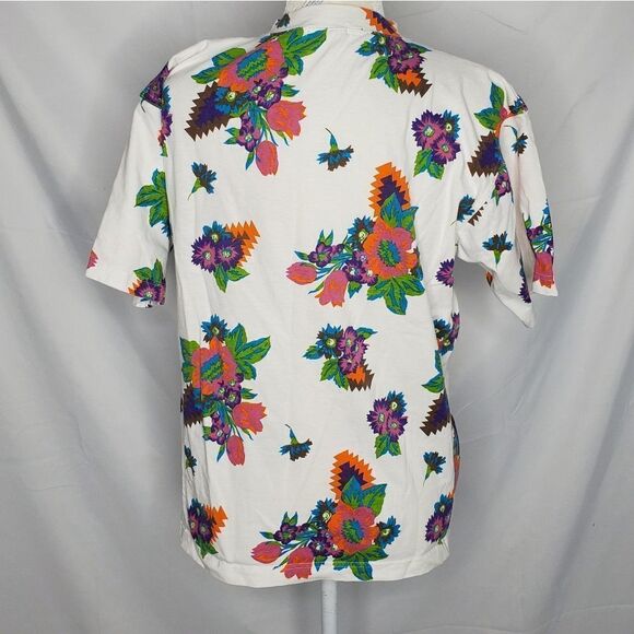 VINTAGE 90s floral southwestern crew neck tee shirt M - Picture 3 of 8